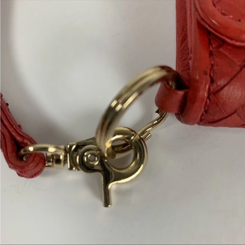 Elliott Luca Red Woven Leather Gold Accents